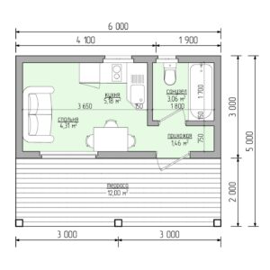 Планировка и проект дачного дома 18 м2 из сип панелей