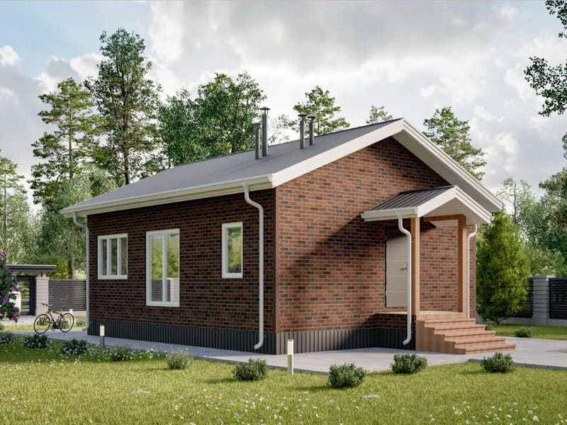Купить каркасный дом 60 м2 (6 x 10) одноэтажный из сип панелей от 1200000 рублей под ключ в Самаре, Тольятти для постоянного проживания