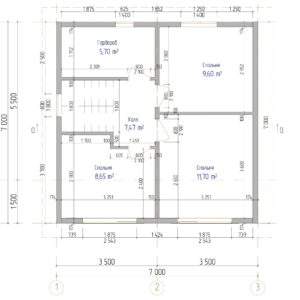 Проект двухэтажного дома 7 x 7
